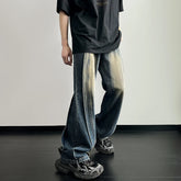 Threebooy Spring Autumn Men Korean Vintage Fashion Jeans Streetwear Hip Hop Baggy Denim Trousers Straight Wide Leg Mopping Pants